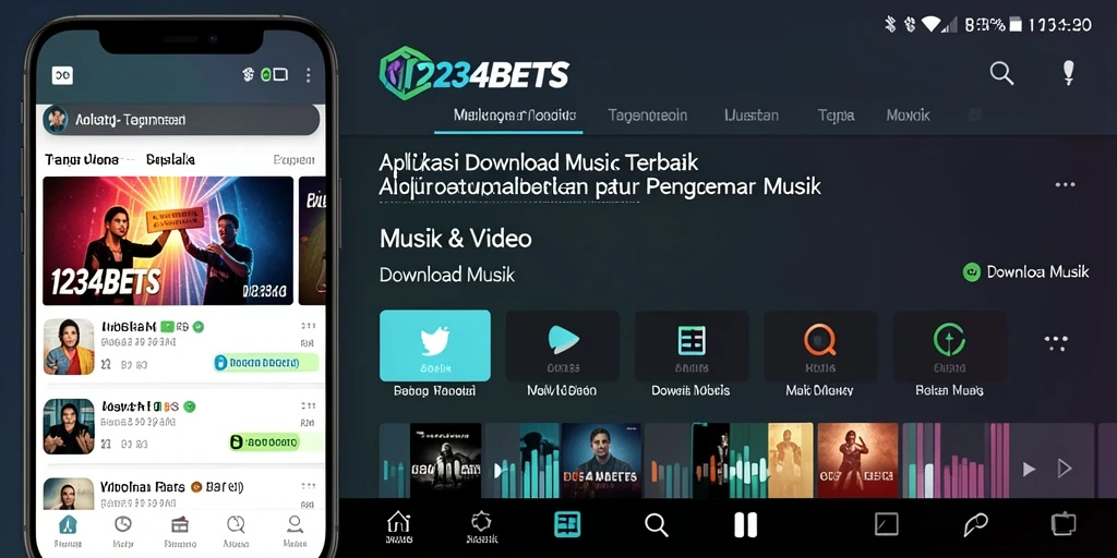 Tampilan antarmuka aplikasi 1234BETS untuk Download Musik yang mudah digunakan.