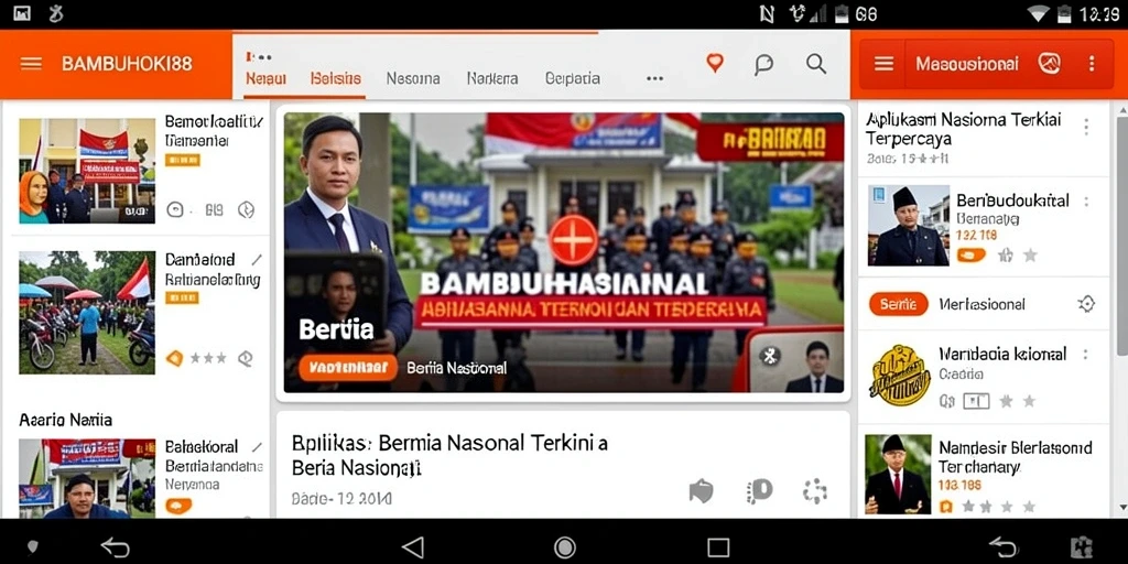 Antarmuka aplikasi BAMBUHOKI88 yang menampilkan berita nasional terkini.