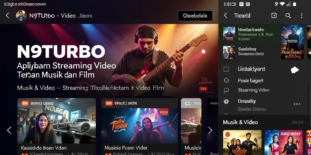 Antarmuka utama N9TURBO untuk streaming video yang menarik dan mudah digunakan.