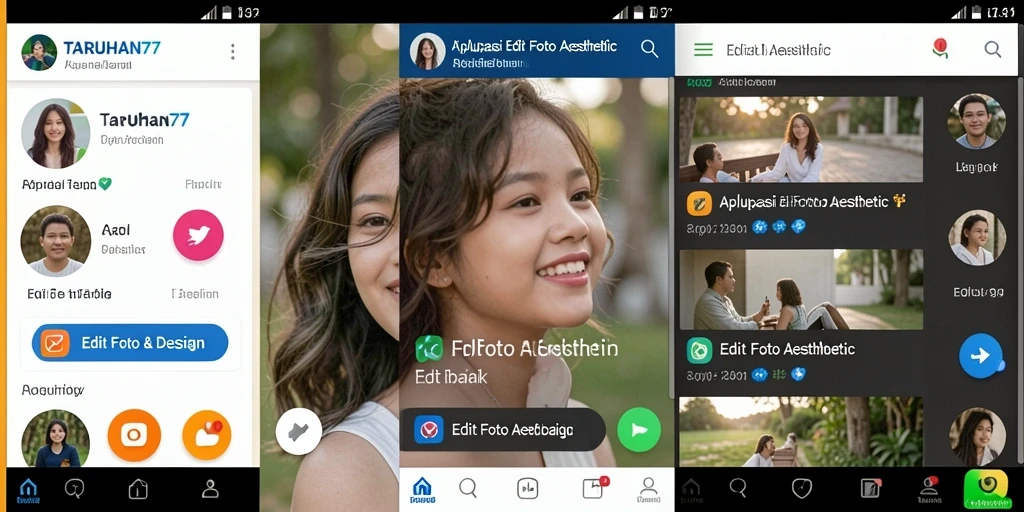 Antarmuka TARUHAN77 menunjukkan fitur editing foto aesthetic yang modern.