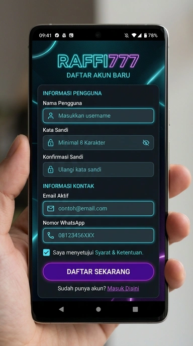 Cara Mudah Buat Akun Baru raffi777 untuk Android